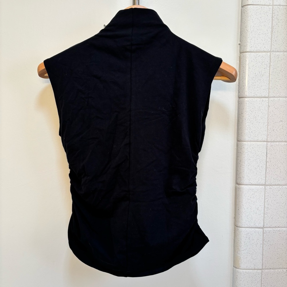 Quince Black Sleeveless Blouse Mock Turtleneck Tank Top Medium NWT Career - Picture 6 of 8